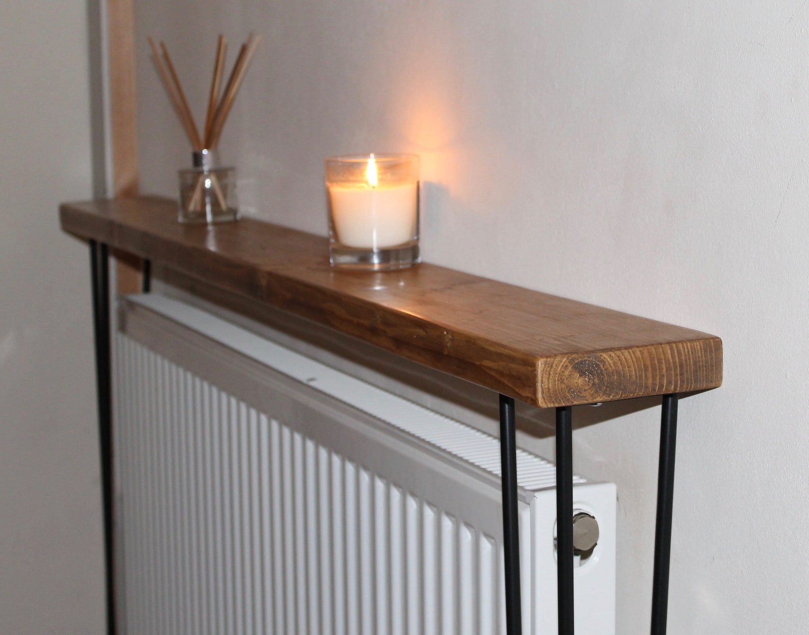 Hallway radiator cover rustic narrow console table 89cm tall Etsy