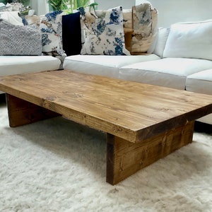 Handmade coffee side table made from solid chunky wood with a hard oil finish