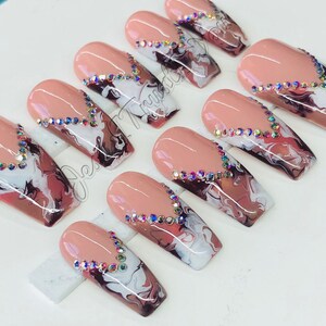 MOCHA BLEND - Regular Ballerina Gel Press on Nails