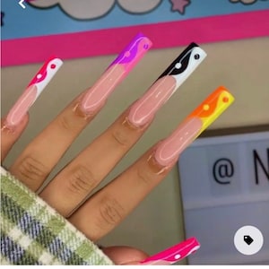 Happy Happy XXL Gel Press on Nails| Reusable Nails | Long Nails | Gifts for Her| | Rhinestones | Makartt | DnD | Glue on Nails