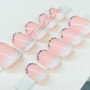 365 - Short Square Gel Press on Nails| Reusable Nails | Long Nails | Gifts for Her| | Rhinestones | Makartt | DnD | Glue on Nails