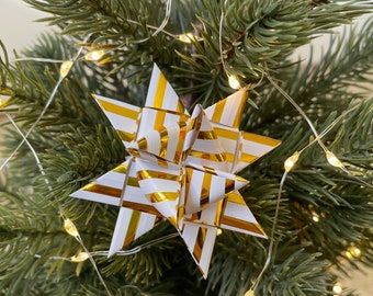 18 Fröbelsterne/Stjerne Strimle in Gold und weiß Weihnachten Haus & Garten Dekoration