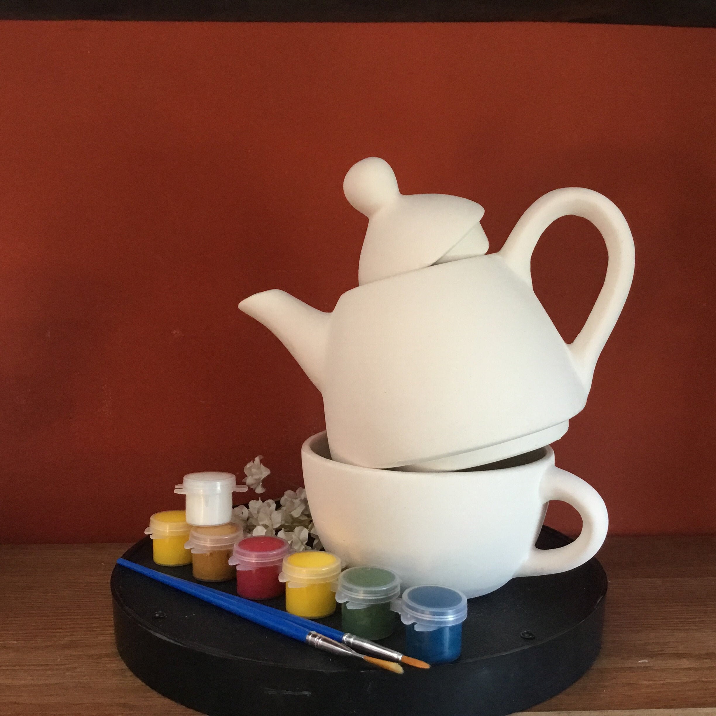 paintable ceramic tea set