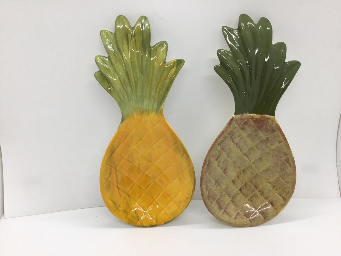 Pineapple Spoon Rest Hand Painted Pineapple Pineapple Plate Etsy