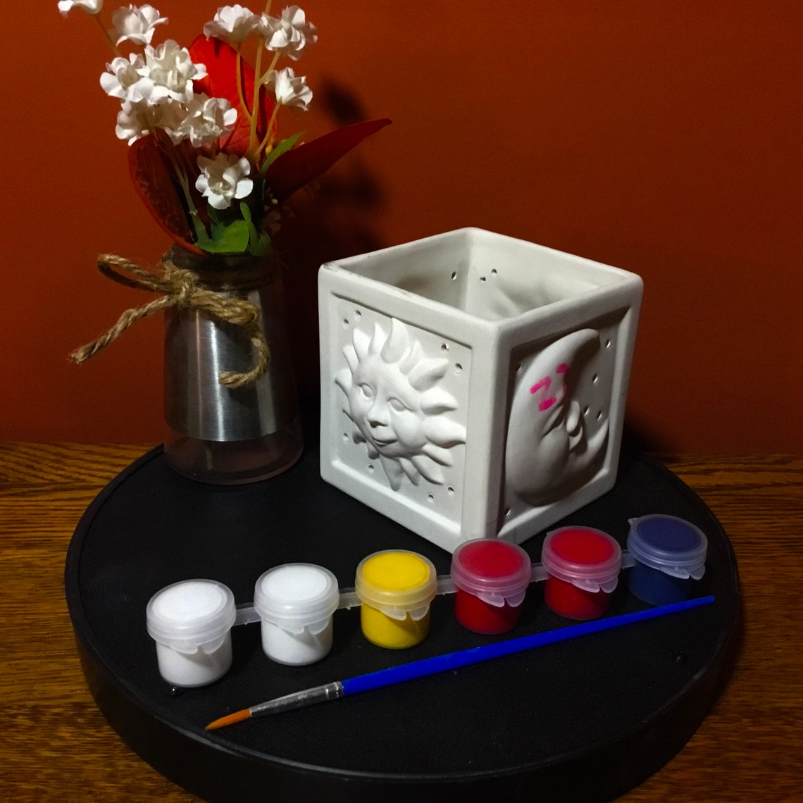 Pottery Painting Kit Ceramic Sun/Moon Votive Kit Ready to Etsy