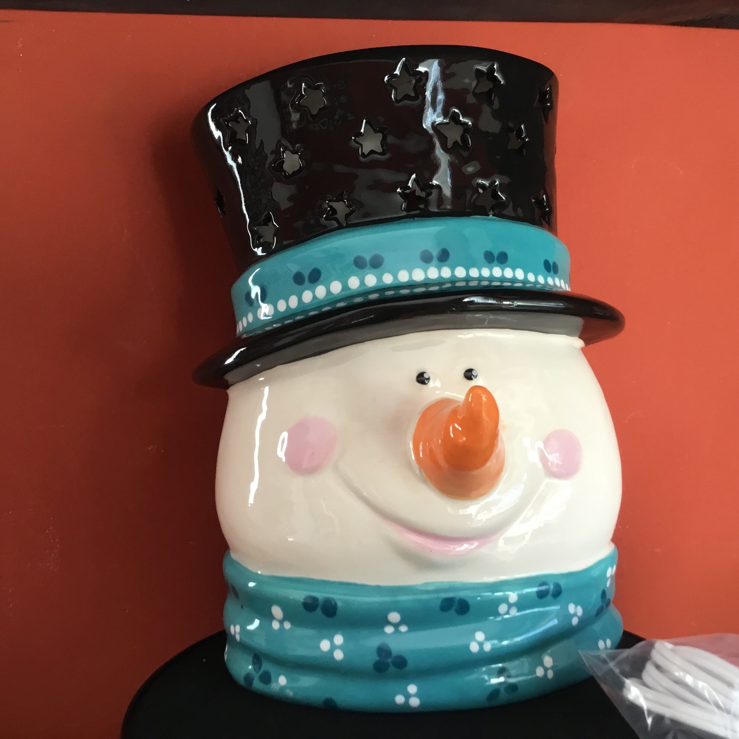 Christmas Snowman Light Ceramic Snowman Head Lightup Etsy