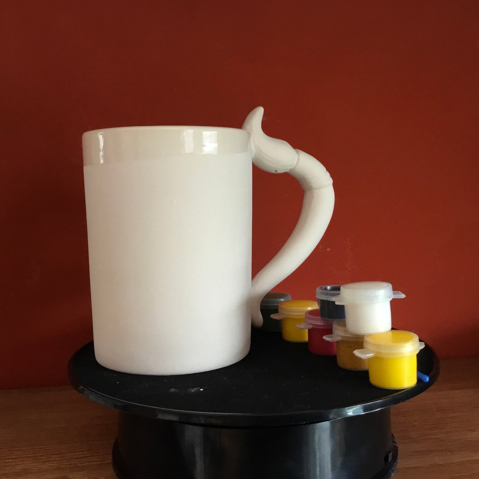 Ceramic kit to paint Paint brush mug to paint Glazed Inside Etsy