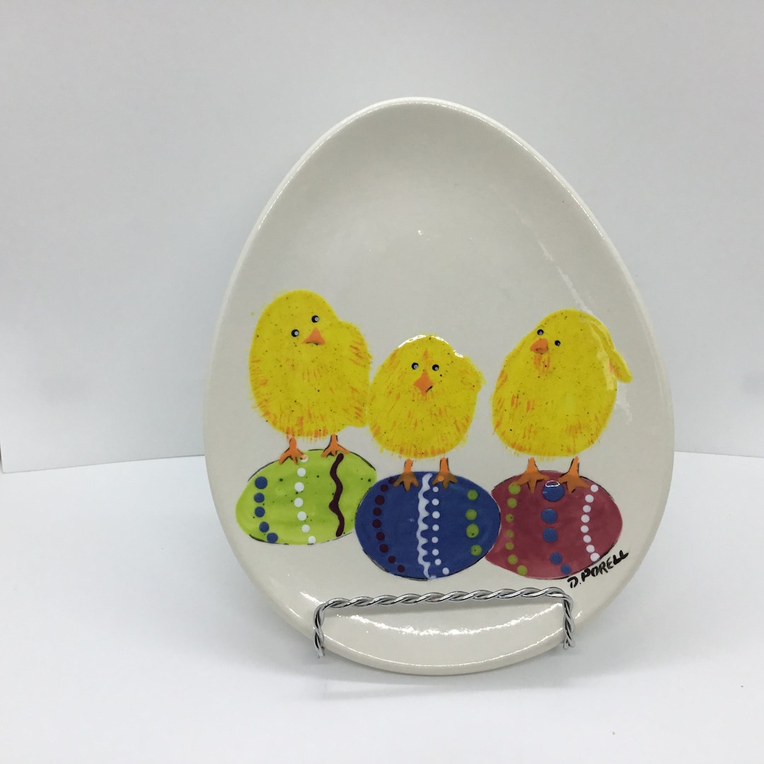 Easter Egg Dish Hand Painted Easter Serving Platter Cute Etsy