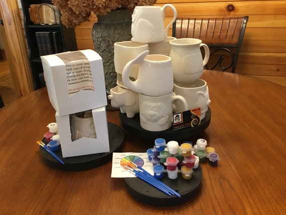 8 Birthday Ceramic Mugs to Paint Activity Box Kit Painting 