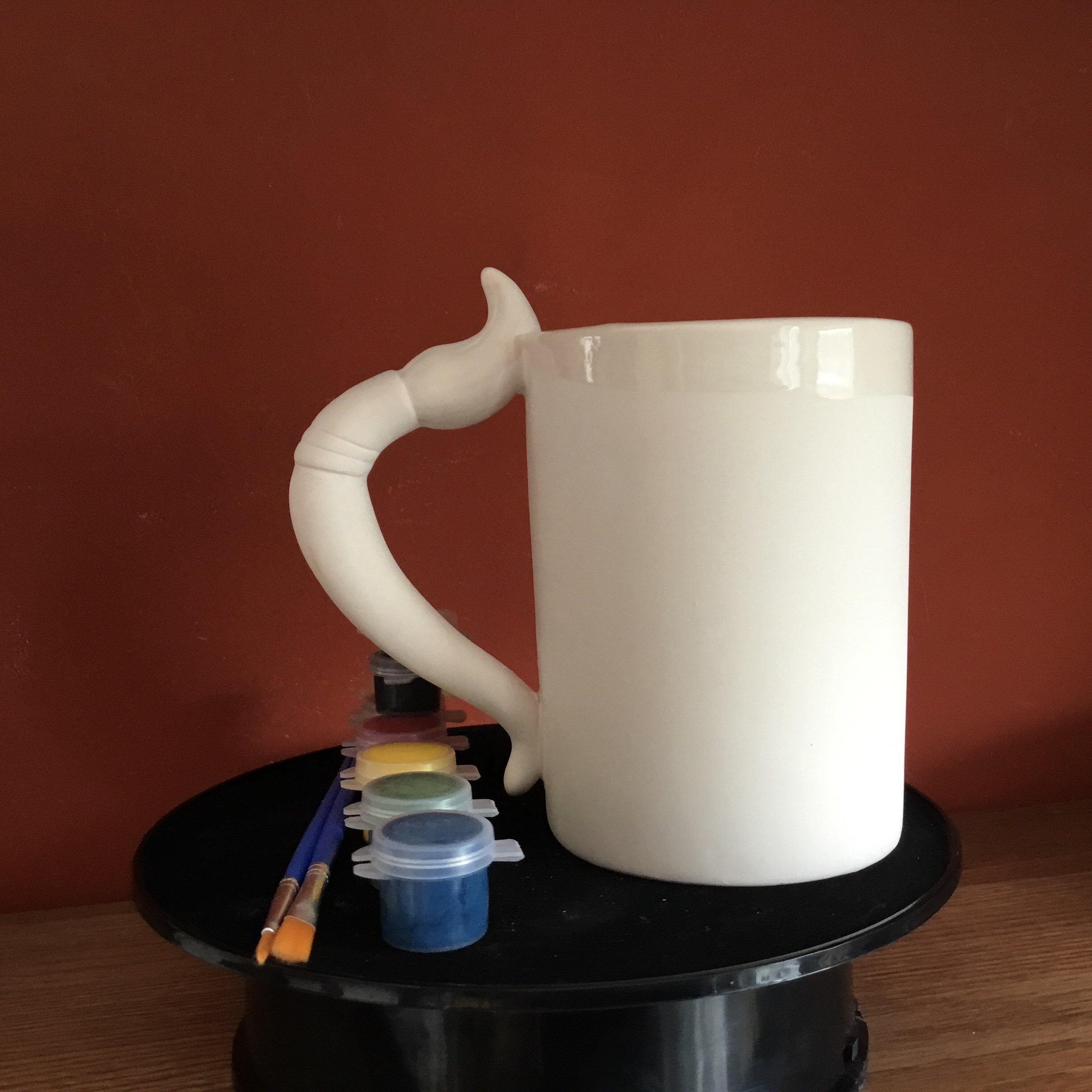 Ceramic kit to paint Paint brush mug to paint Glazed Inside Etsy