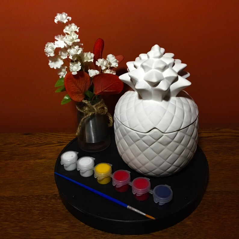 Ceramic Pineapple Canister Paint your own Pottery Pineapple Decor Bisque Glazed Inside Kitchen Pineapple Canister Ceramic Kit to Paint