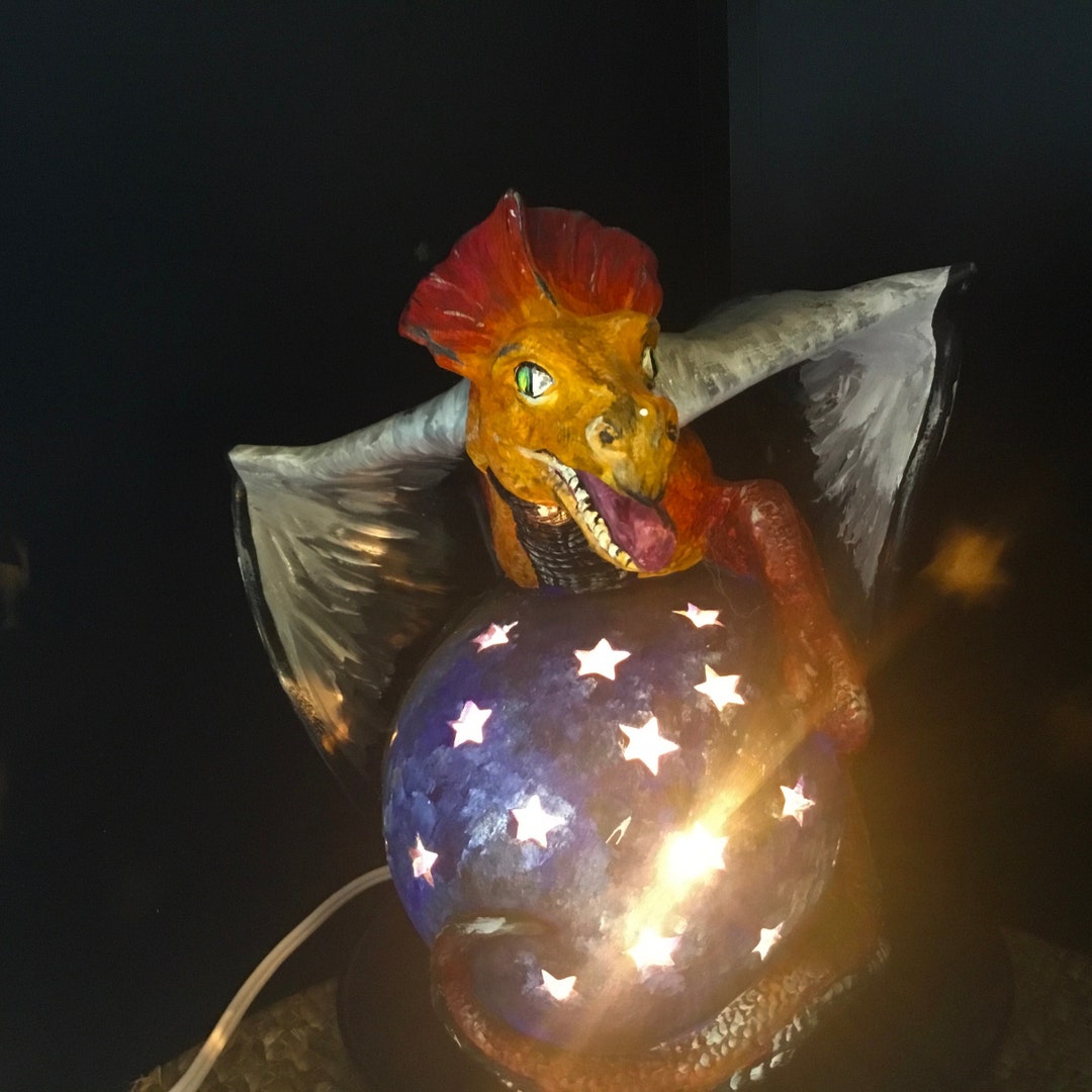 Dragon Globe Light, Hand Painted, Dragon Night Light, Dragon Gift for