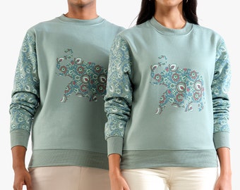 Unisex Printed Crewneck Sweatshirt – Mint Green