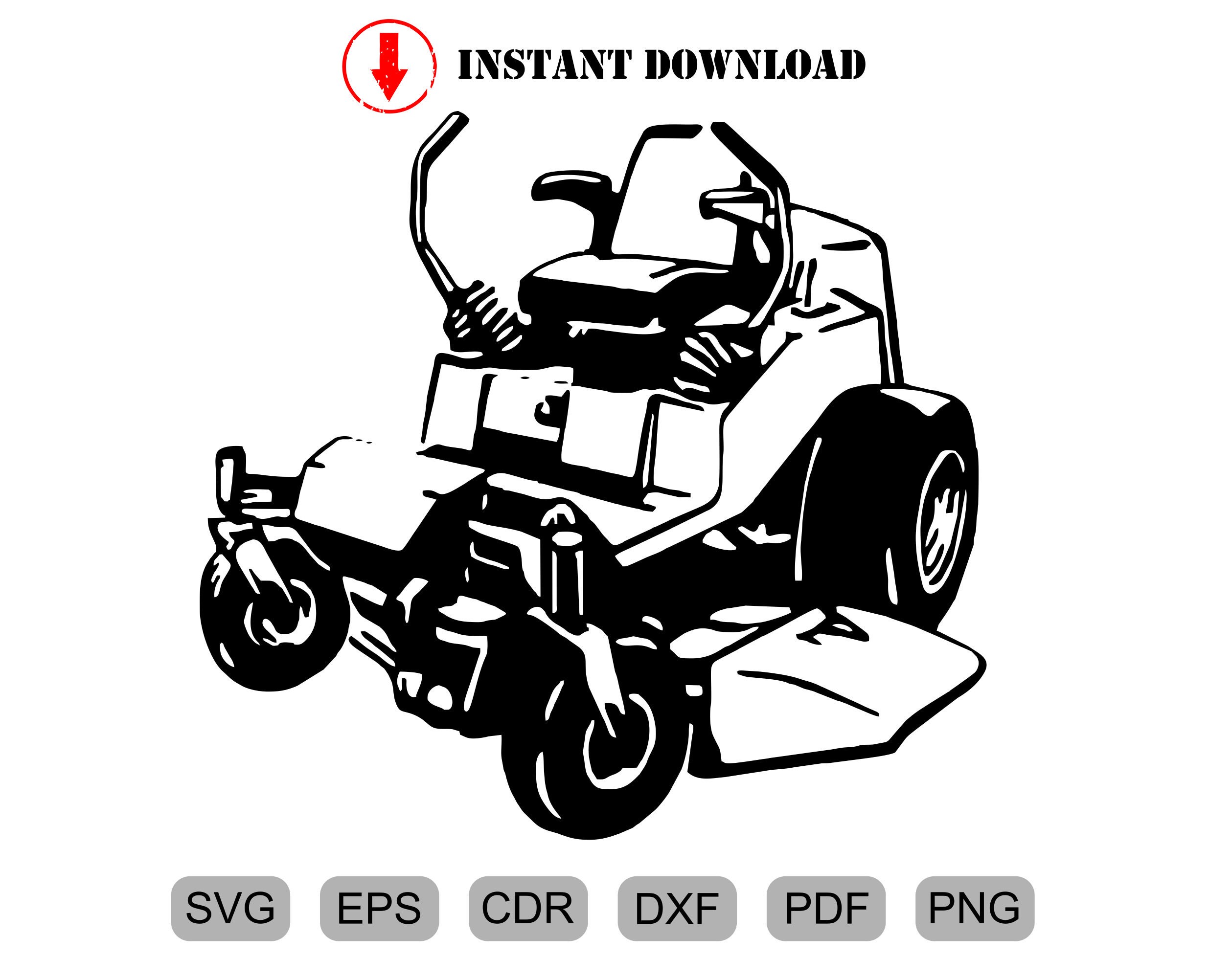 Zero Turn MOWER Lawn mower outline SVG Digital Download | Etsy