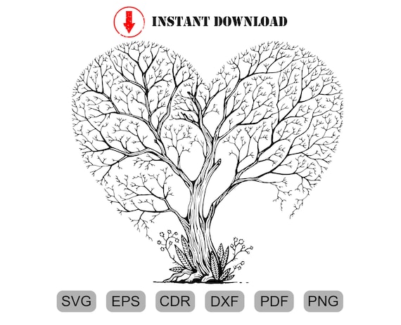 Heart Tree SVG Tree with heart SVG Clipart Cut Files For | Etsy