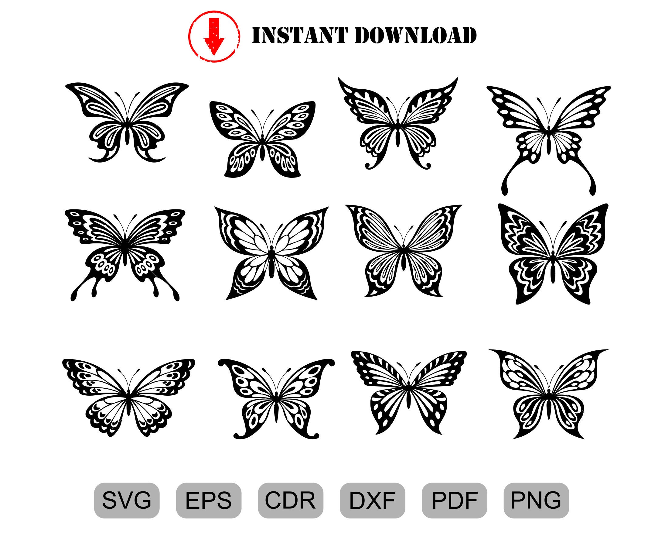 Butterfly SVG DXF butterfly cut file for laser dxf for | Etsy