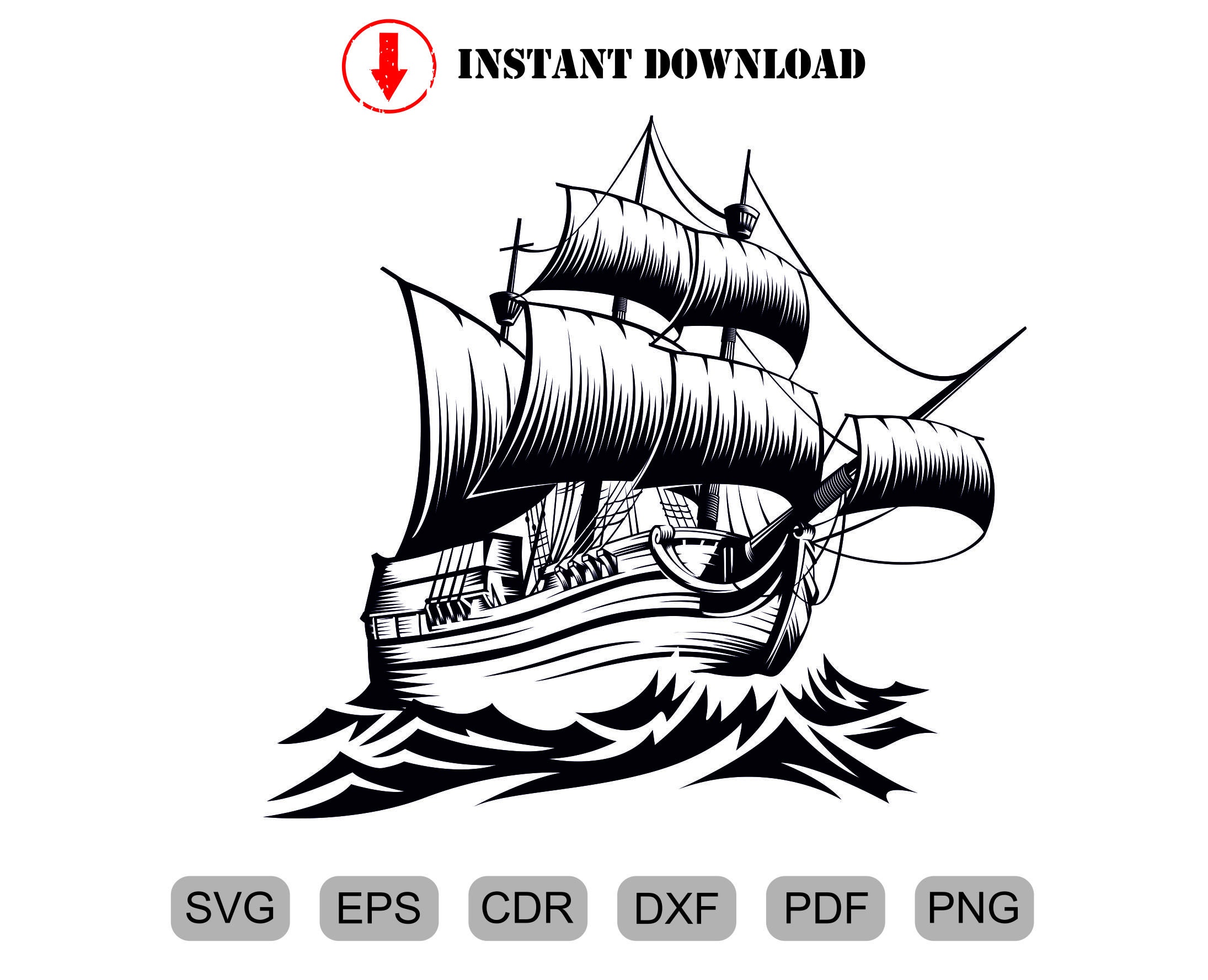 Pirate Ship Svg Dxf Eps Png Vector Art Clipart Etsy | My XXX Hot Girl