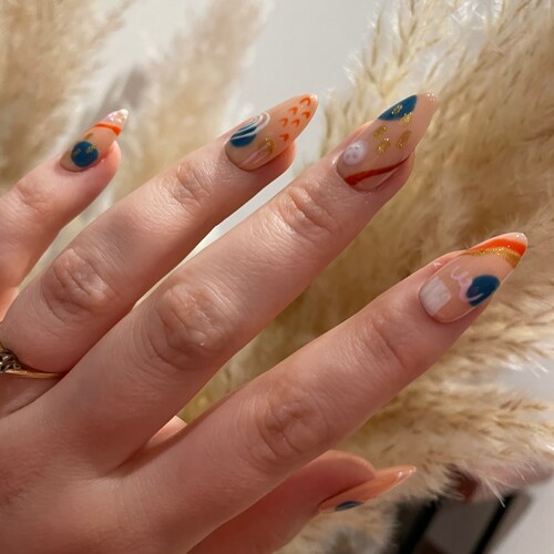 MOLLY Reusable Hand Painted Press on Nails Abstract Etsy