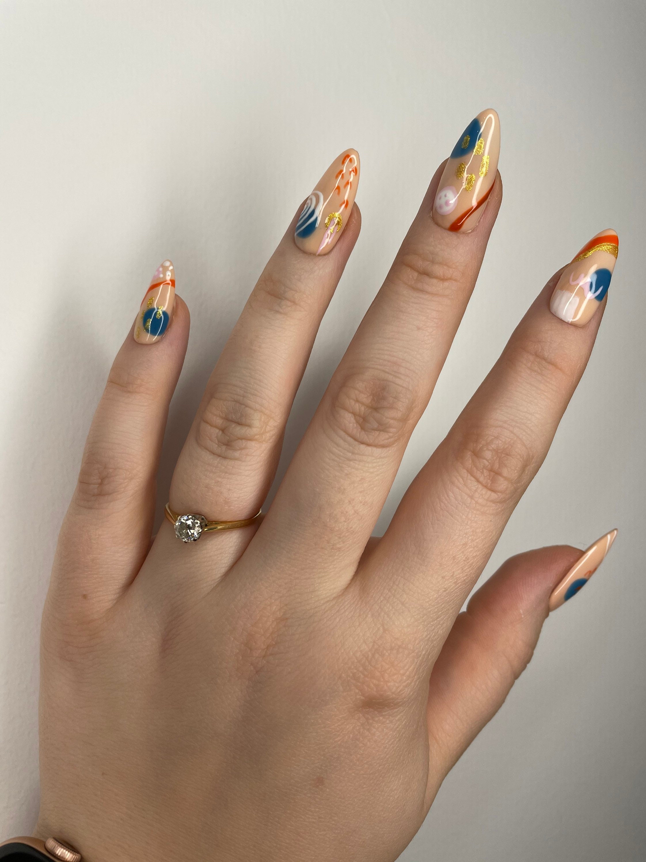 Press on Nails Abstract Art Nails Abstract Glue on Nails Etsy