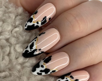 Press on nails | Cow print nails | Cow print | False nails | Hand painted