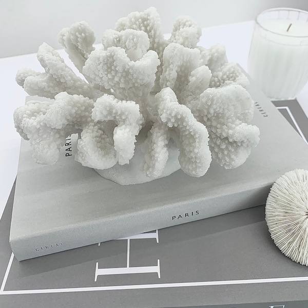 White Coral Ornament Sculpture Small Faux