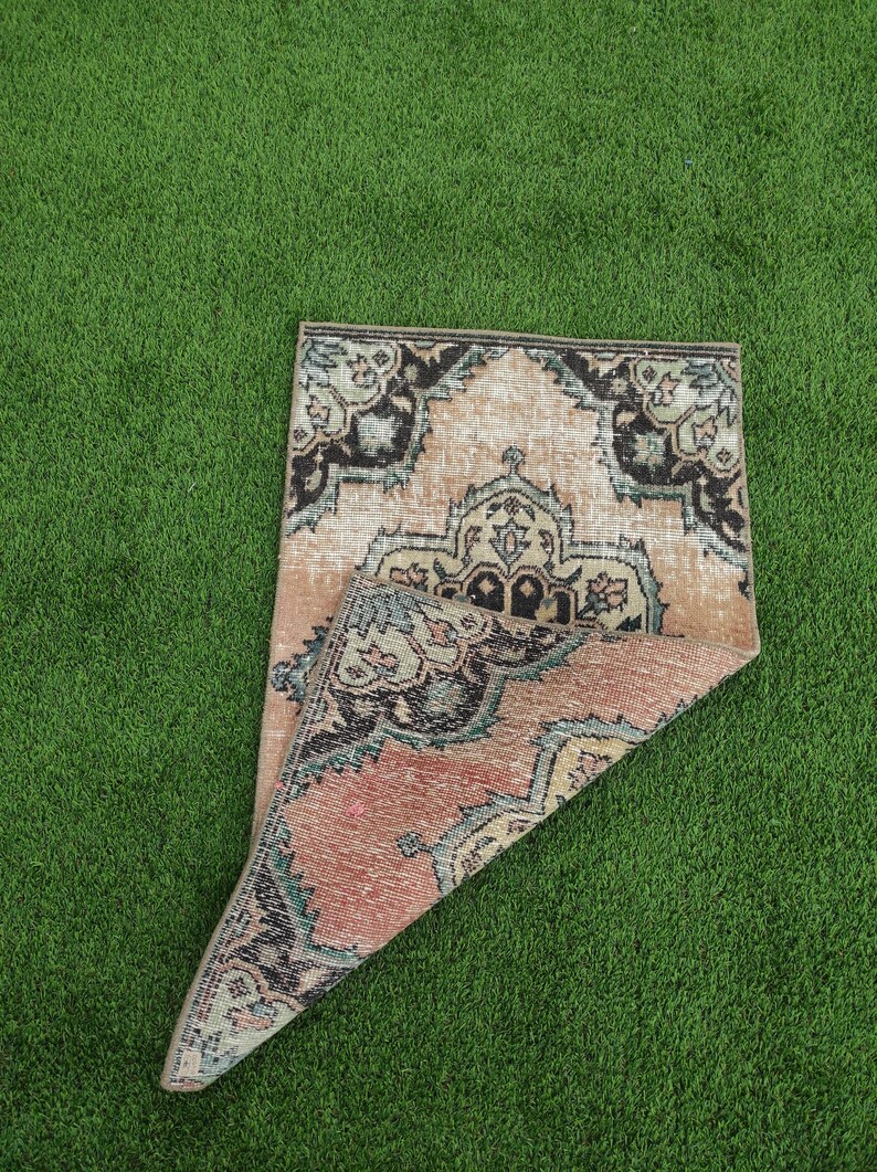 Vintage Pink Hand Knotted 2x3 Bath Mat Rug Flatweave Oriental Etsy