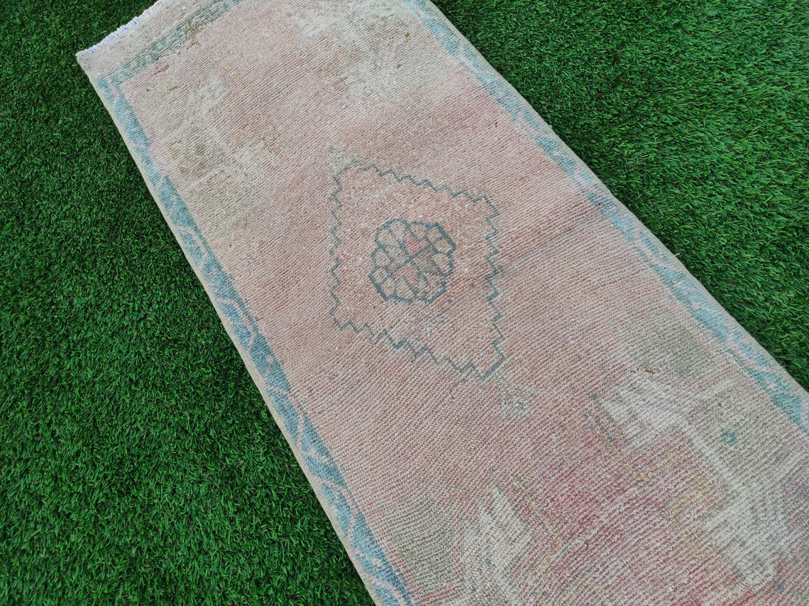 Striped Narrow BATH MAT Rug in Multi Colors Vintage Small rug Etsy