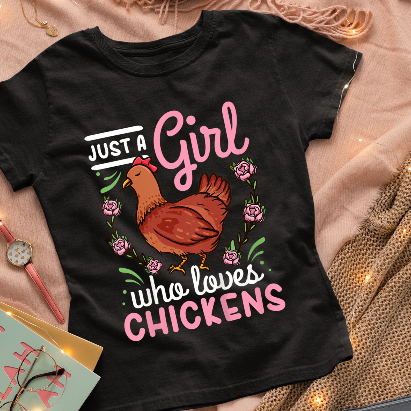 Kids Chicken Lover Just A Girl Who Loves Chickens PNG Digital | Etsy