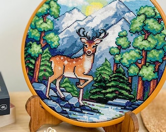 Dreamy Forest - Deer Cross Stitch Pattern - Beautiful Landscape Scenery - Mountains and Trees - Full Coverage Cross Stitch Pattern PDF
