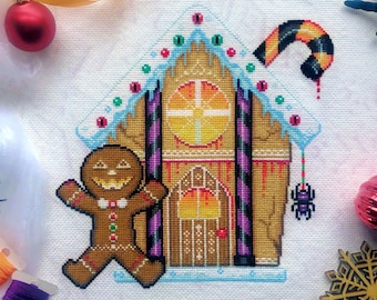 Cookies & Scream - Spooky Gingerbread House - Gingerbread Man - Spookmas Cross Stitch - Halloween-Christmas Cross Stitch Pattern PDF