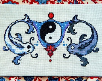 Yin & Yang Koi Fish - Ode to the Female Reproductive System - NeedleLot Designs - Cross Stitch Pattern PDF - Instant download