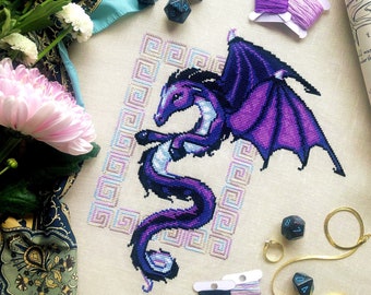 Dragon Cross Stitch - Mythical Mare - Fantasy Stitch Pattern - Horse Dragon - Folklore Cross Stitch - Scottish & Celtic Cross Stitch Pattern