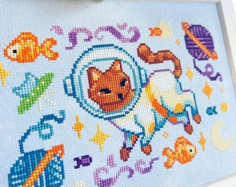 Gato Astronauta - Gato Astronauta en Punto de Cruz - Lindo Gato en Punto de Cruz - Espacio Exterior y Planetas - OVNI - Galaxia - Estrellas - Patrón de Punto de Cruz PDF
