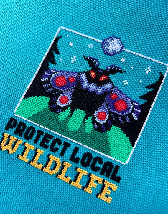 Mothman Cross Stitch Pattern - Cryptid XStitch - Funny Cross Stitch - Small Cute Stitch - Protect Local Wildlife Cross Stitch Pattern PDF