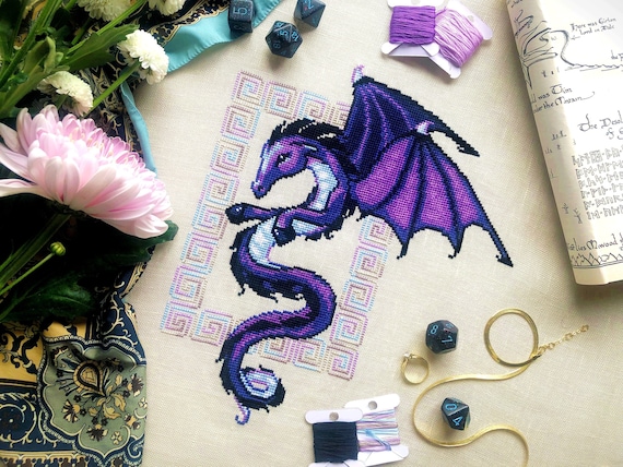 Dragon Cross Stitch - Mythical Mare - Fantasy Stitch Pattern - Horse Dragon - Folklore Cross Stitch - Scottish & Celtic Cross Stitch Pattern
