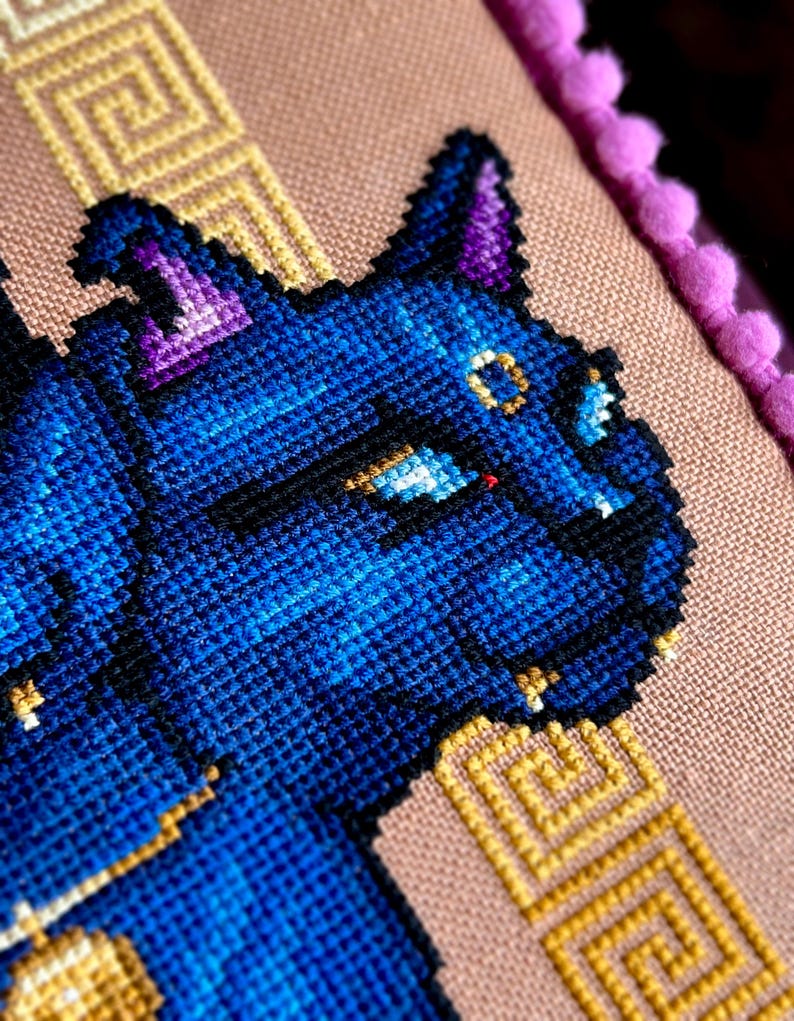 Cerberpuss - Gato Cérbero Ponto Cruz - Cripta Mítica Ponto Cruz - Gato de 3 Cabeças - Padrão de Ponto Cruz da Mitologia Grega Antiga em PDF imagem 7