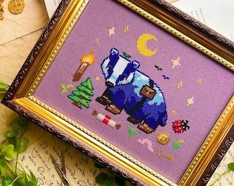 Bramble the Badger - Badger XStitch Pattern - Cute Forest Animal Explorer - Small Beginner - The Secret Grove SAL Cross Stitch Pattern PDF