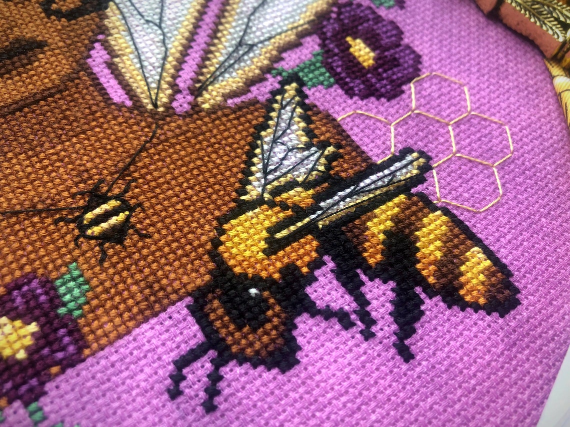 Queen Bee - Portrait Cross Stitch Pattern - Flower Girl - Bee Cross ...