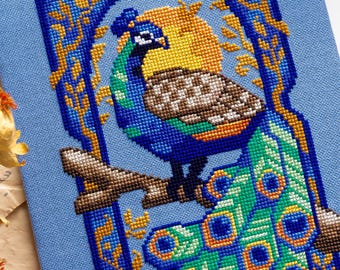 Art Nouveau Peacock Cross Stitch - Art Deco XStitch Pattern - Beautiful Bird Embroidery - Art History - Elegant Cross Stitch Pattern PDF