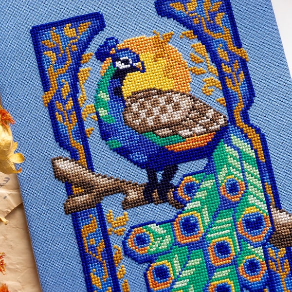Art Nouveau Peacock Cross Stitch - Art Deco XStitch Pattern - Beautiful Bird Embroidery - Art History - Elegant Cross Stitch Pattern PDF