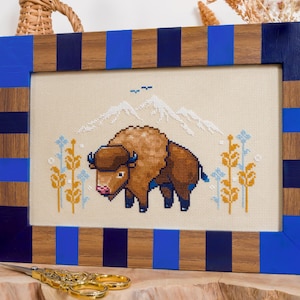 Bison Horizon - Cute Bison Cross Stitch Pattern - Savanna Landscape - Gentle Giant - Adorable Animal - Wild Animals Cross Stitch Pattern PDF image 2