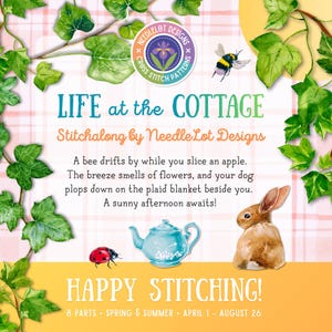 Vida en la cabaña SAL - Punto de cruz Stitchalong - Cottagecore Xstitch - Patrón de punto de cruz colorido para verano y primavera - Stitch Along PDF
