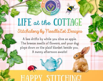 Life at the Cottage SAL - Cross Stitch Stitchalong - Cottagecore Xstitch - Colorful Summer & Spring Cross Stitch Pattern - Stitch Along PDF