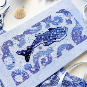 Celestial Whale Shark Cross Stitch Pattern - Cute Ocean XStitch - Space & Galaxy Stitch - Adorable Sea Creature Cross Stitch Pattern PDF