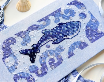 Celestial Whale Shark Cross Stitch Pattern - Cute Ocean XStitch - Space & Galaxy Stitch - Adorable Sea Creature Cross Stitch Pattern PDF