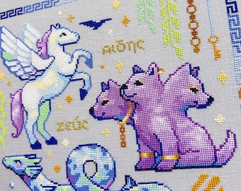 Divine Beasts SAL - Greek Mythology Stitchalong - Cerberus Cross Stitch - Pegasus Cross Stitch - Fantasy & Folklore Cross Stitch Pattern PDF