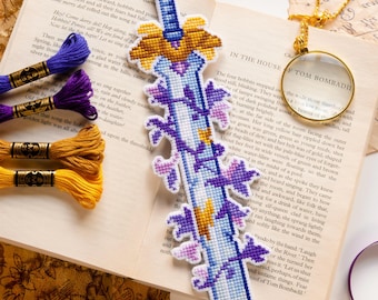 Lost Flower Blade XStitch - Fantasy Sword Cross Stitch Bookmark - Medieval Historical Literature - Colorful Flower Cross Stitch Pattern PDF