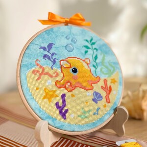 Flapjack Octopus - Dumbo Octopus Cross Stitch Pattern - Adorable Animal Cross Stitch - Small XStitch - Deep Sea Cross Stitch Pattern PDF image 4