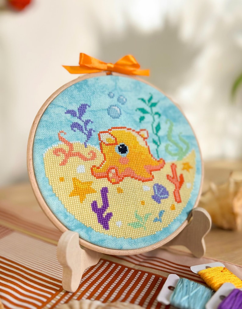 Flapjack Octopus - Dumbo Octopus Cross Stitch Pattern - Adorable Animal Cross Stitch - Small XStitch - Deep Sea Cross Stitch Pattern PDF image 4