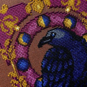 Art Nouveau Crow - Art Noucrow - Dark Academia Cross Stitch - Corvus Cross Stitch - Beautiful Bird Cross Stitch - Cross Stitch Pattern PDF image 5
